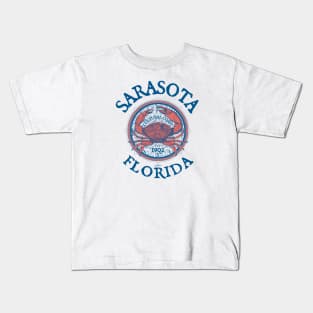 Sarasota, Florida, with Stone Crab on Wind Rose Kids T-Shirt